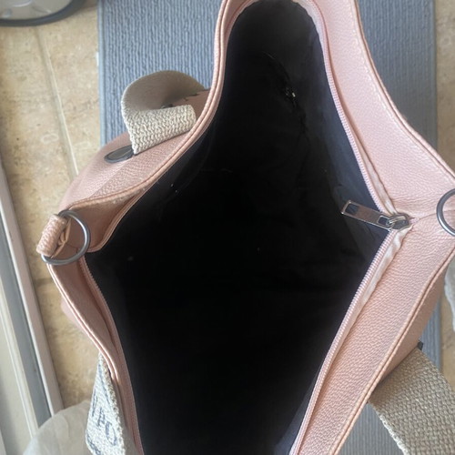 Pink Tote Bag used with canvas handles and zip closure