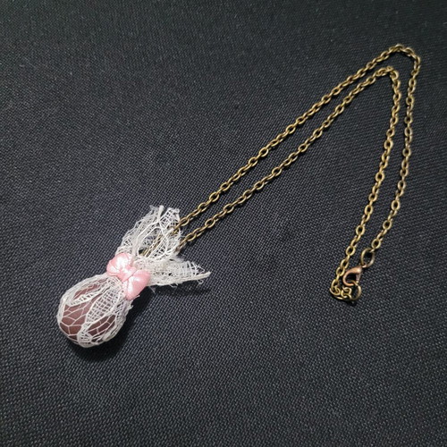 Easter Egg Necklace handmade, like new, white and brown