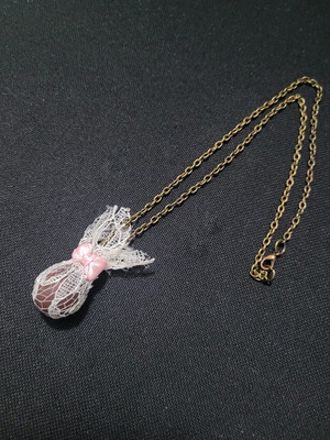 Easter Egg Necklace handmade, like new, white and brown