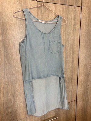 Zara sleeveless denim blouse used, longer back, size M