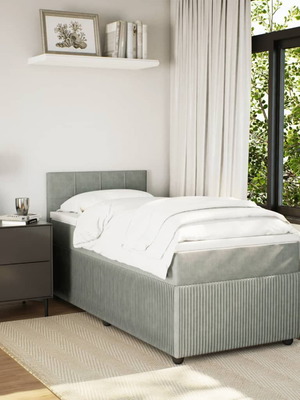 Κρεβάτι Boxspring με Στρώμα Ανοιχτό Γκρι 80x200 εκατοστά βελούδινο καινούργιο