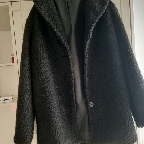 Black coat like new, size small with wide fit