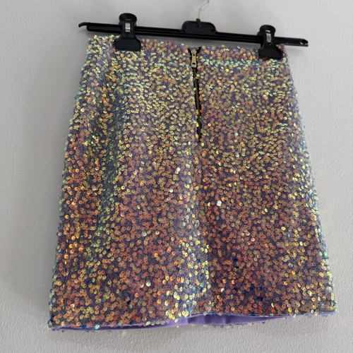 Women's mini skirt with multicolored sequins used, size S