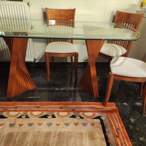Glass dining set 6 seats like new