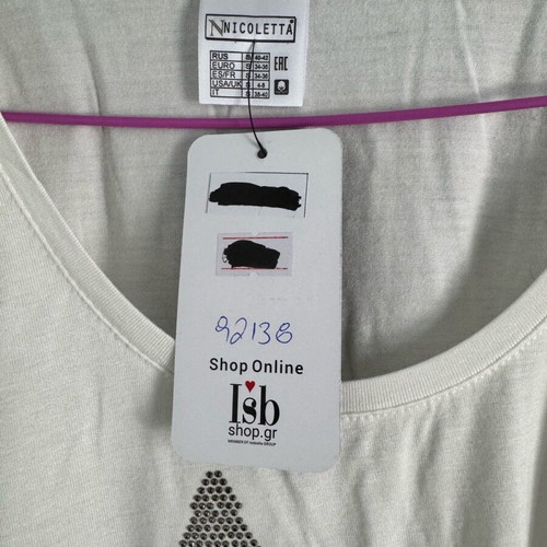 Women's sleeveless blouse new, white with design
