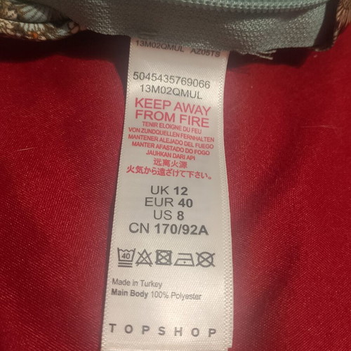 Topshop Backless Blouse size L like new, multicolor