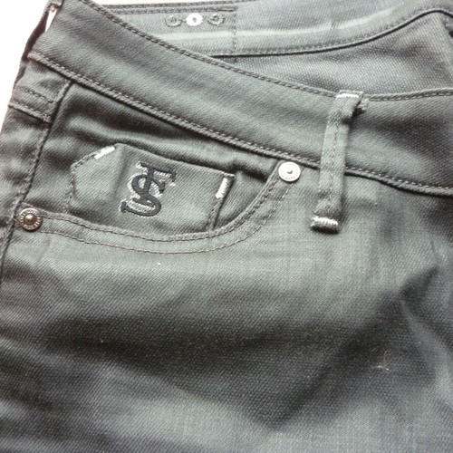 Freesoul women's waxed shiny jeans like new, black, size S