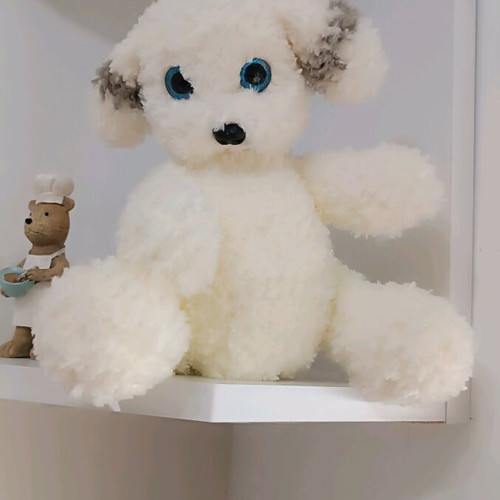 Handmade crocheted puppy new with movable limbs and gift keychain