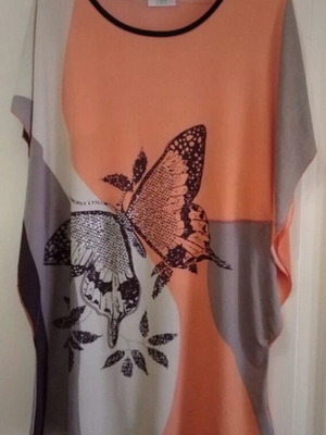 Tunic viscose with butterfly strass, new, size XL, J&L