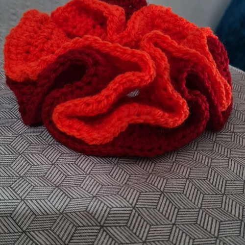 Handmade scrunchy new, red and orange