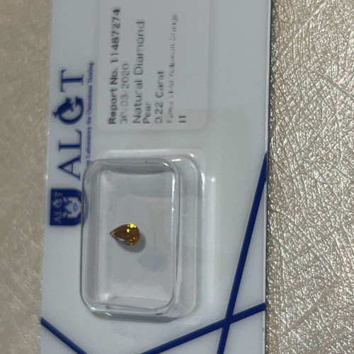 Natural Fancy Vivid Yellowish Orange Diamond Pear Shape 0.22 Carat New