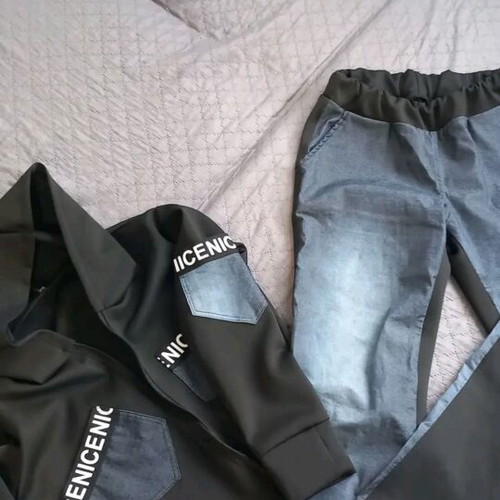 Women's set with denim accent like new, black