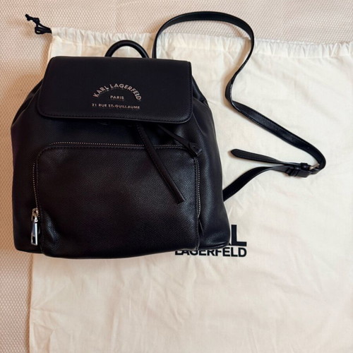 Karl Lagerfeld black backpack used with dust bag