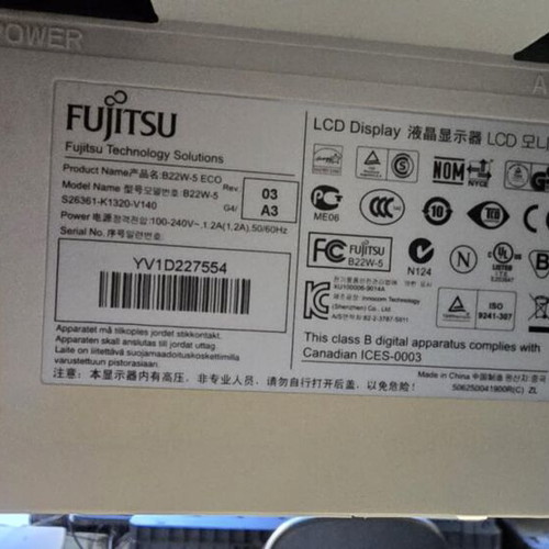 Fujitsu B22W-5 Monitor like new, 22 inch, 1680x1050 resolution