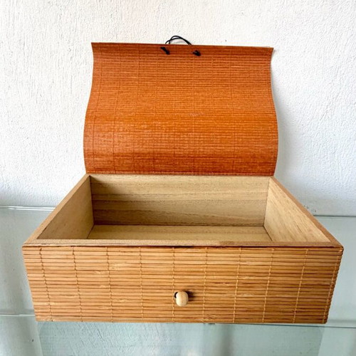 Handmade decorative jewelry box from bamboo and natural wood new