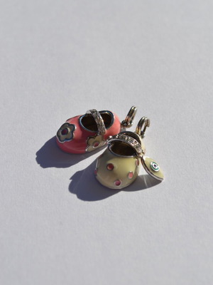 Two Sterling Silver 925 Shoe Charms with Enamel Coating like new