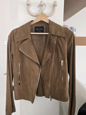 Massimo Dutti Real Leather Suede Jacket Like New Brown