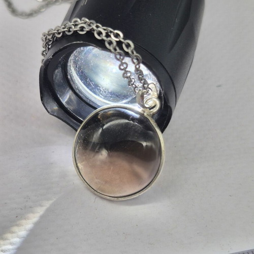 Smoked Quartz Silver 925 Round Pendant Oval Cabochon Crystal new