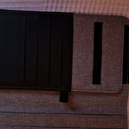 Public document holder like new, grey fabric with multiple compartments