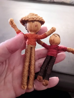 Vintage handmade figures of man and boy, like new
