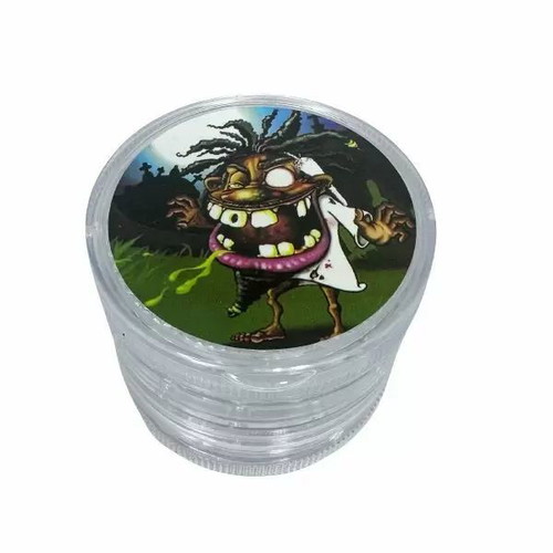 Plastic grinder 55x35mm 4-position transparent with designs