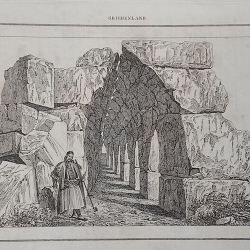1832 Ancient Tiryntha Chalcography used 21x13cm