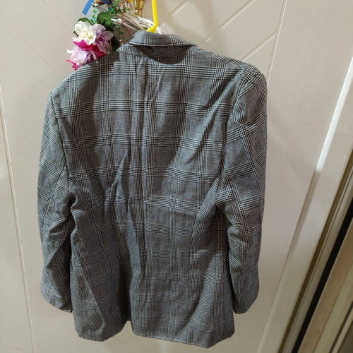 Women's checked jacket like new, size M 38 10, black and white