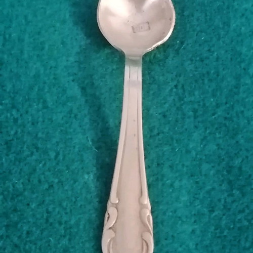 Silver sugar bowl 1960s handmade, like new with miniature spoon