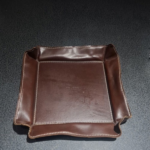 Arte & Cuoio luxury leather valet tray with metal core
