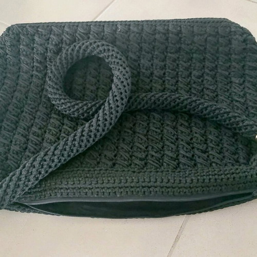 Handmade crossbody knitted bag new, black with gold details