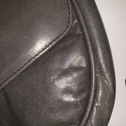 Gray leather crossbody bag used with double small inner pocket
