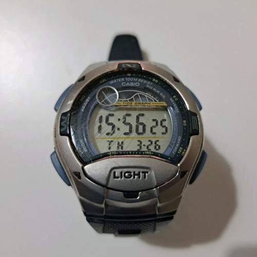 Casio W-753 used men's watch with tide and moon phases