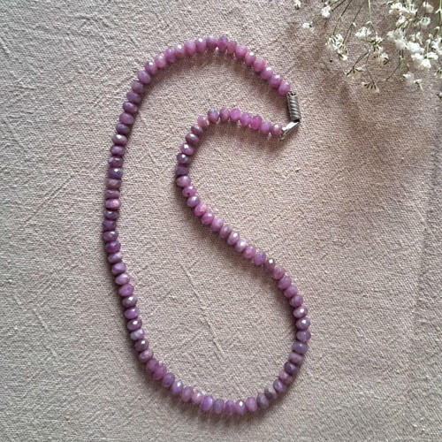 Natural Lepidolite Necklace, lilac shades, Solar Tide Collection