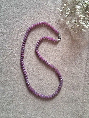Natural Lepidolite Necklace, lilac shades, Solar Tide Collection