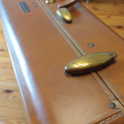 Samsonite suitcase used brown leather 1950s