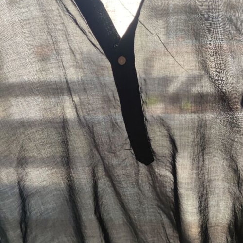 Aggressive black transparent men's summer dress shirt L/XL