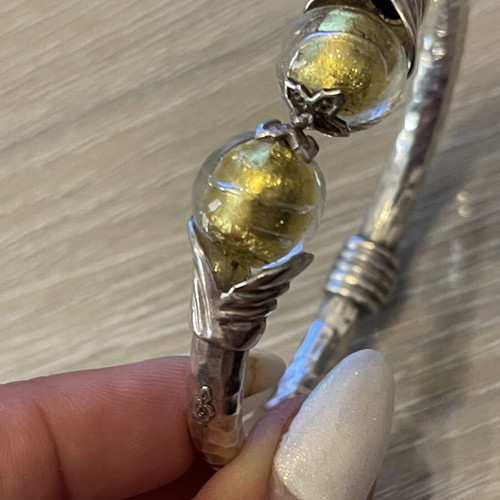 Silver 925 bracelet with Murano and gold leaf, used