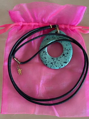 Folli Follie necklace like new with turquoise ceramic and black details