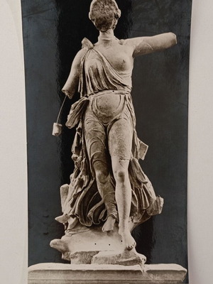 Postcard "Olympia. Victory of Paeonius" black and white used