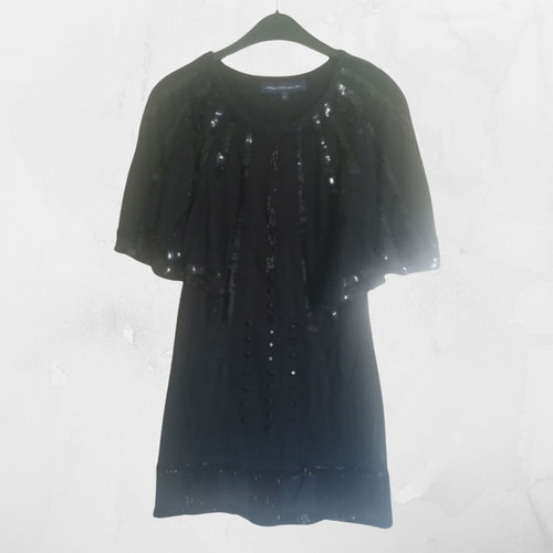 French Connection black short dress with rhinestones used, size Small UK8