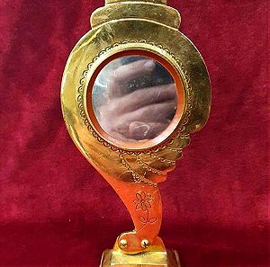 Παλαιός επιτραπέζιος καθρέφτης από μπρούτζο, χρυσό χρώμα σε bell epoque στυλ