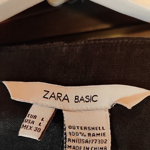 Zara Basic Black Ramie Shirt Dress Large like new