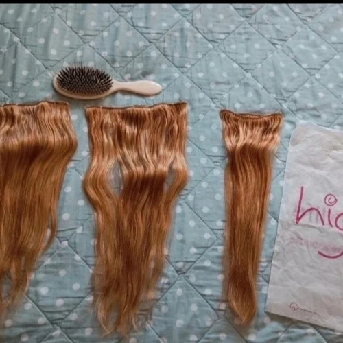 Hair Extensions like new, 50cm, 90% natural hair with brush