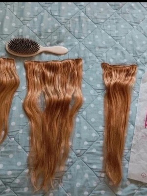 Τρέσες μαλλιών σαν καινούργιες, 50cm, 90% φυσική τρίχα με βούρτσα