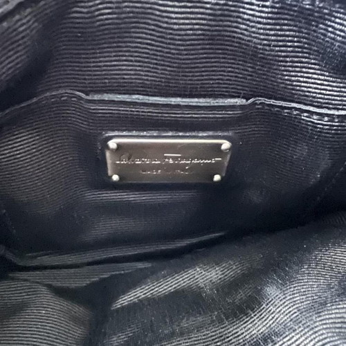 Salvatore Ferragamo crossbody bag used, black vinyl