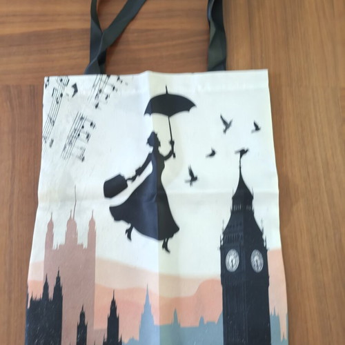 Mary Poppins Canvas Tote Bag New Shoulder Bag Beige Multicolor