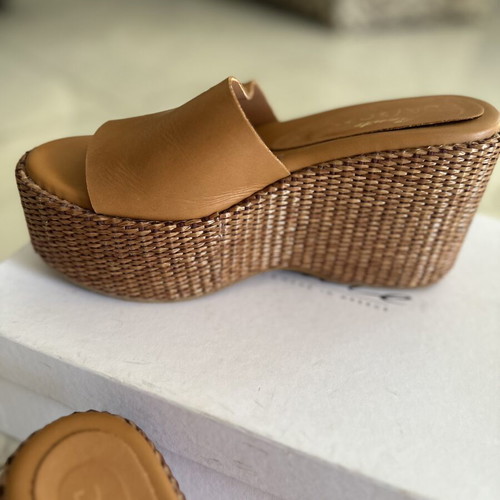 Sante leather platform sandals size 38, brown