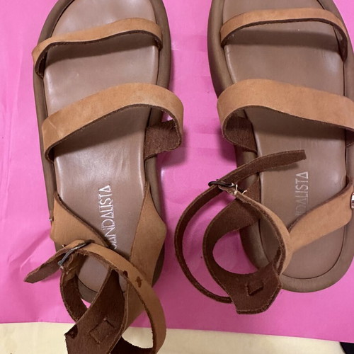 Sandalista women's sandals like new, beige leather, size 37, 4 cm heel