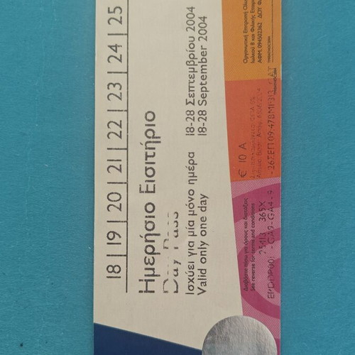 Olympic Games Day Pass ticket used, Athens 2004 Paralympics
