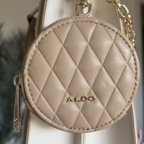Aldo quilted handheld and shoulder bag like new, nude beige with gold details